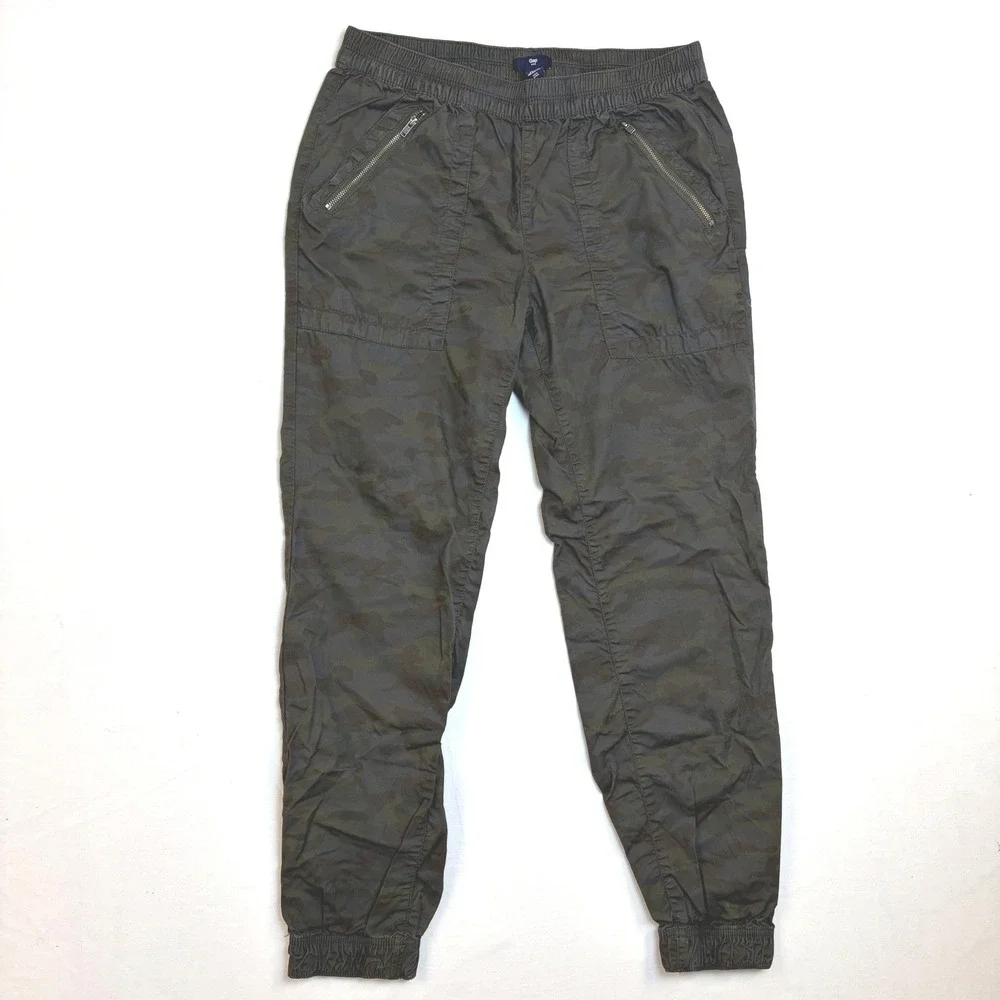 Gap Womens Camo Joggers Green Camouflage Utility‎ Pants Cotton Twill Small Gorp